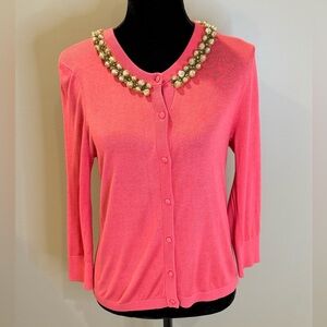 Women’s KATE SPADE New York gold embellished cardigan in pink- Size medium